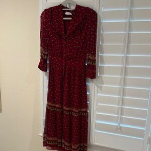 BA&SH Elegant Red Patterned Dress